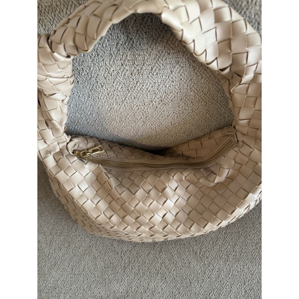 Urban Expressions Vanessa Vegan Hobo Bag Tan Shoulder Purse Woven - Picture 2 of 10
